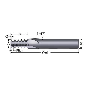 SCIENTIFIC CUTTING TOOLS Straight Flute Thread Mill: 1/2-14 & 3/4-14, External & Internal, 4 Flutes, 3/4" Shank Dia, Solid Carbide TM440-14NPT-A