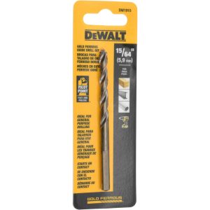 DEWALT Mechanics Drill Bit: 0.2344" Dia, 135&deg, Cobalt, Straight-Cylindrical Shank, Pilot Point DW1915