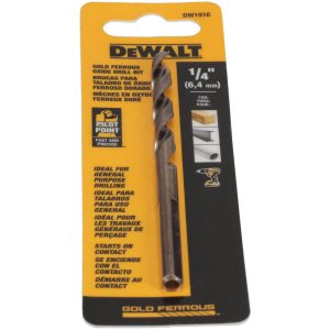 DEWALT Mechanics Drill Bit: 0.2500" Dia, 135&deg, High-Speed Steel, Straight-Cylindrical Shank, Pilot Point DW1916