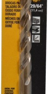 DEWALT Reduced Shank Drill Bit: 29/64'' Dia, 3/8'' Shank Dia, 135 °, High Speed Steel DW1929