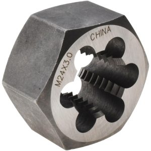 VALUE COLLECTION Hex Rethreading Die: M24x3, 1" Thick, Right Hand, Carbon Steel 364-0243