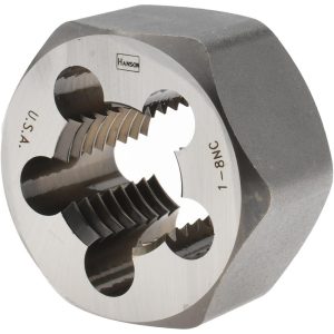 IRWIN HANSON Hex Rethreading Die: 1-8, 1" Thick, Right Hand, Carbon Steel 7265