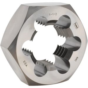 IRWIN HANSON Hex Rethreading Die: 1-1/2-6, 1" Thick, Right Hand, Carbon Steel 7274