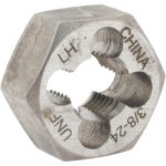 VALUE COLLECTION Hex Rethreading Die: 3/8-24, Left Hand, Carbon Steel 366-0242