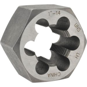 VALUE COLLECTION Hex Rethreading Die: 1-14, 1" Thick, Left Hand, Carbon Steel 366-0643