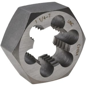 VALUE COLLECTION Hex Rethreading Die: 1-1/4-7, 1" Thick, Right Hand, Carbon Steel 365-1161
