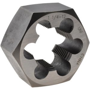 VALUE COLLECTION Hex Rethreading Die: 1-1/4 - 12, 1" Thick, Right Hand, Carbon Steel 365-1162