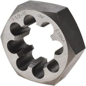 VALUE COLLECTION Hex Rethreading Die: 1-1/2 - 12, 1" Thick, Right Hand, Carbon Steel 365-1322