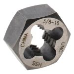VALUE COLLECTION Hex Rethreading Die: 3/8-16, Right Hand, High-Speed Steel 367-0241