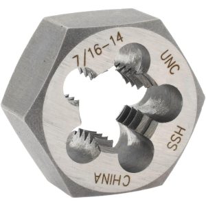 VALUE COLLECTION Hex Rethreading Die: 7/16-14, Right Hand, High-Speed Steel 367-0281