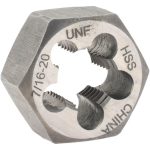 VALUE COLLECTION Hex Rethreading Die: 7/16-20, Right Hand, High-Speed Steel 367-0282