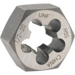 VALUE COLLECTION Hex Rethreading Die: 1/2-20, Right Hand, High-Speed Steel 367-0322