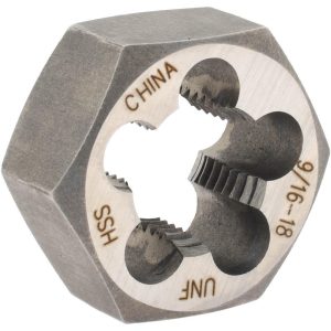 VALUE COLLECTION Hex Rethreading Die: 9/16-18, Right Hand, High-Speed Steel 367-0362