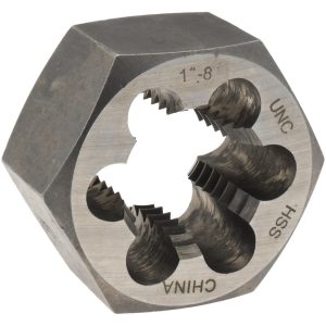 VALUE COLLECTION Hex Rethreading Die: 1-8, 1" Thick, Right Hand, High-Speed Steel 367-0641