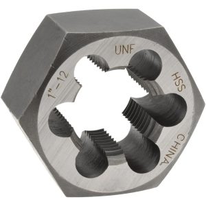 VALUE COLLECTION Hex Rethreading Die: 1-12, 1" Thick, Right Hand, High-Speed Steel 367-0642