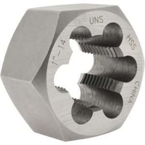 VALUE COLLECTION Hex Rethreading Die: 1-14, 1" Thick, Right Hand, High-Speed Steel 367-0643