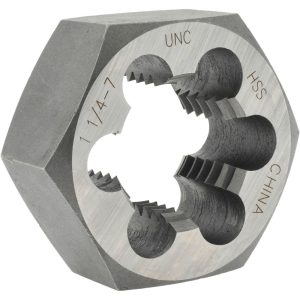 VALUE COLLECTION Hex Rethreading Die: 1-1/4-7, 1" Thick, Right Hand, High-Speed Steel 367-1161