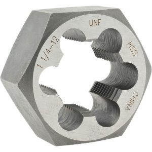 VALUE COLLECTION Hex Rethreading Die: 1-1/4 - 12, 1" Thick, Right Hand, High-Speed Steel 367-1162