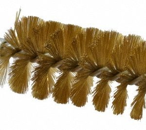SCHAEFER BRUSH Double Stem/Single Spiral Tube Brush: 1-3/4" Dia, 8" OAL, Brass Bristles 43642