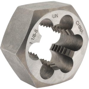VALUE COLLECTION Hex Rethreading Die: 1-1/8-8, 1" Thick, Right Hand, 2" Hex, Carbon Steel 365-1084