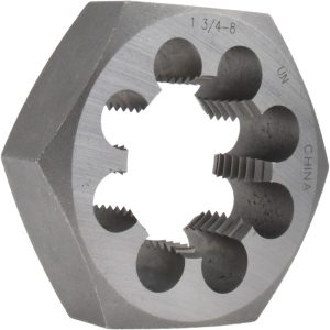 VALUE COLLECTION Hex Rethreading Die: 1-3/4-8, 1" Thick, Right Hand, Carbon Steel 365-1485