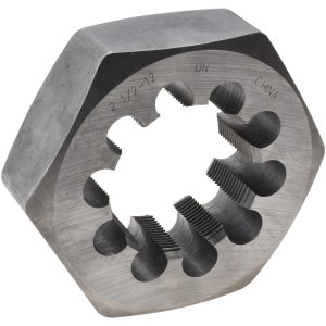 VALUE COLLECTION Hex Rethreading Die: 2-1/2-12, Right Hand, Carbon Steel 365-2326