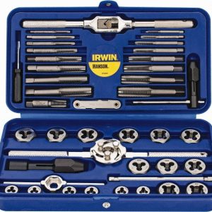 IRWIN HANSON Tap & Die Set: #4-40 to 1/2-20 Taps, #4-40 to 1/2-20 Dies, NPT, UNC & UNF 24606