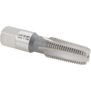 VALUE COLLECTION Standard Pipe Tap: 1/4-18, NPT, 4 Flutes, Carbon Steel, Bright/Uncoated JY4350039