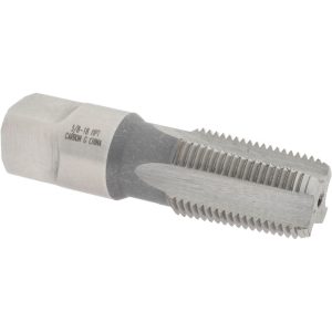VALUE COLLECTION Standard Pipe Tap: 3/8-18, NPT, 4 Flutes, Carbon Steel, Bright/Uncoated JY4350047