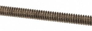 ALL AMERICA THREADED PRODUCTS General-Purpose Threaded Rod: #6-32, 3' OAL, Stainless Steel, Plain Finish 13303