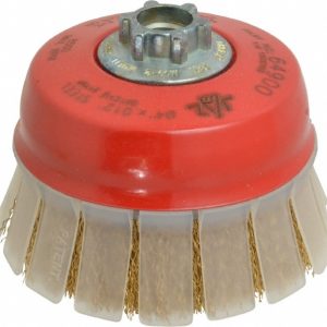 JAZ USA Cup Brush: 4" Dia, 0.012" Wire Dia, Steel, Crimped 64900