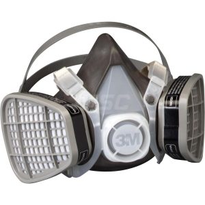 3M Half Facepiece Respirator with Cartridge: Large, Thermoplastic Elastomer, Permanently Attached 7000126027