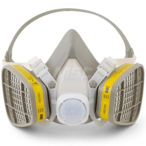 3M Half Facepiece Respirator with Cartridge: Medium, Thermoplastic Elastomer, Permanently Attached 7000051847