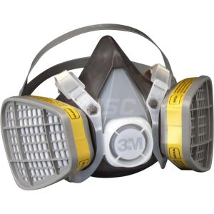 3M Half Facepiece Respirator with Cartridge: Large, Thermoplastic Elastomer, Permanently Attached 7000051848