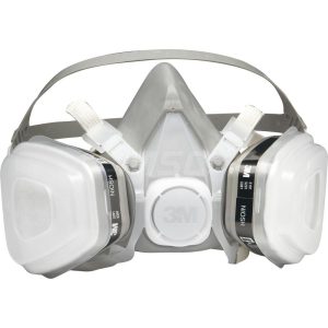 3M Half Facepiece Respirator with Cartridge: Medium, Thermoplastic Elastomer, Permanently Attached 7000052080