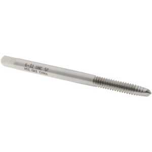 VALUE COLLECTION Spiral Point Tap: #6-32 UNC, 2 Flutes, Plug Chamfer, 2B Class of Fit, HSS, Bright/Uncoated Coated MSC-04516324