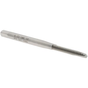 VALUE COLLECTION Spiral Point Tap: #6-32 UNC, 2 Flutes, Bottoming Chamfer, 2B Class of Fit, HSS, Bright/Uncoated Coated MSC-04516332