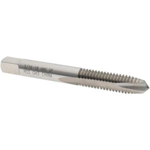 VALUE COLLECTION Spiral Point Tap: 5/16-18 UNC, 2 Flutes, Plug Chamfer, 3B Class of Fit, HSS, Bright/Uncoated Coated MSC-04541181