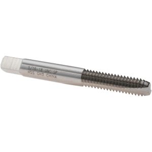 VALUE COLLECTION Spiral Point Tap: 5/16-18 UNC, 2 Flutes, Bottoming Chamfer, 3B Class of Fit, HSS, Bright/Uncoated Coated MSC-04541199