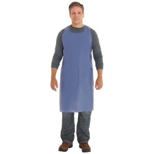 ANSELL Series 56-015 Bib Apron: 39" Length, 6 mil Thick, Blue 950085