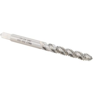 VALUE COLLECTION Spiral Flute Tap: #10-24, UNC, 3 Flute, Modified Bottoming Chamfer, 2B/3B Class of Fit, High-Speed Steel, Bright/Uncoated Finish MSC-04609822