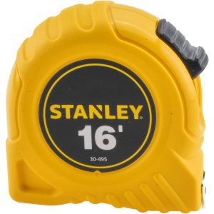 STANLEY Tape Measure: 16' Long, 3/4" Width, Yellow Blade 30-495
