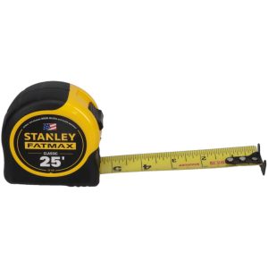 STANLEY Tape Measure: 25' Long, 1-1/4" Width, Yellow Blade 33-725