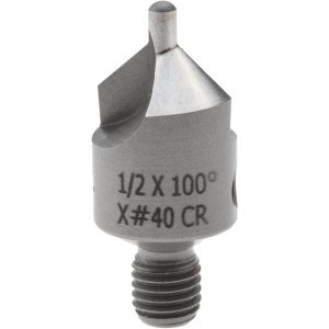 CRAIG TOOLS INC. 1-1/8" OAL, 1/2" Head Dia, 2 Flute, 100&deg; Incl Angle, Integral Pilot, Adjustable Stop Countersink 152-2-100-.0980