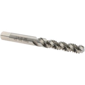 VALUE COLLECTION Spiral Flute Tap: 1/4-20, UNC, 3 Flute, Bottoming Chamfer, 3B Class of Fit, High-Speed Steel, Bright/Uncoated Finish MSC-04619227