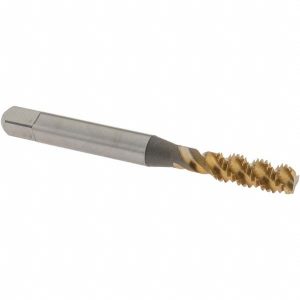 OSG Spiral Flute Tap: M6x1, Metric Coarse, 3 Flute, Bottoming Chamfer, 6H Class of Fit, High-Speed Steel, TiN Finish 2988305