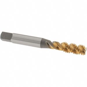 OSG Spiral Flute Tap: M8x1.25, Metric Coarse, 3 Flute, Bottoming Chamfer, 6H Class of Fit, High-Speed Steel, TiN Finish 2988405