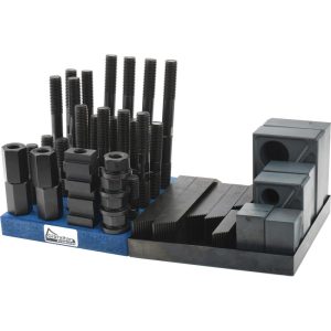 GIBRALTAR 50 Piece Fixturing Step Block & Clamp Set with 1-1/2" Step Block, 13/16" T-Slot, 3/4-10 Stud Thread 20217G