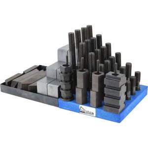 GIBRALTAR Fixture Clamp Step Block & Clamp Set: 50 Pc, 3/4-10 Stud Thread, 1" T-Slot, 1-1/2" Step Block Width 20219G