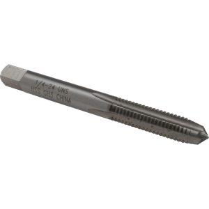 VALUE COLLECTION Straight Flute Tap: 1/4-24 UNS, 4 Flute, Plug Chamfer, High-Speed Steel, Bright/Uncoated Finish JY4840229
